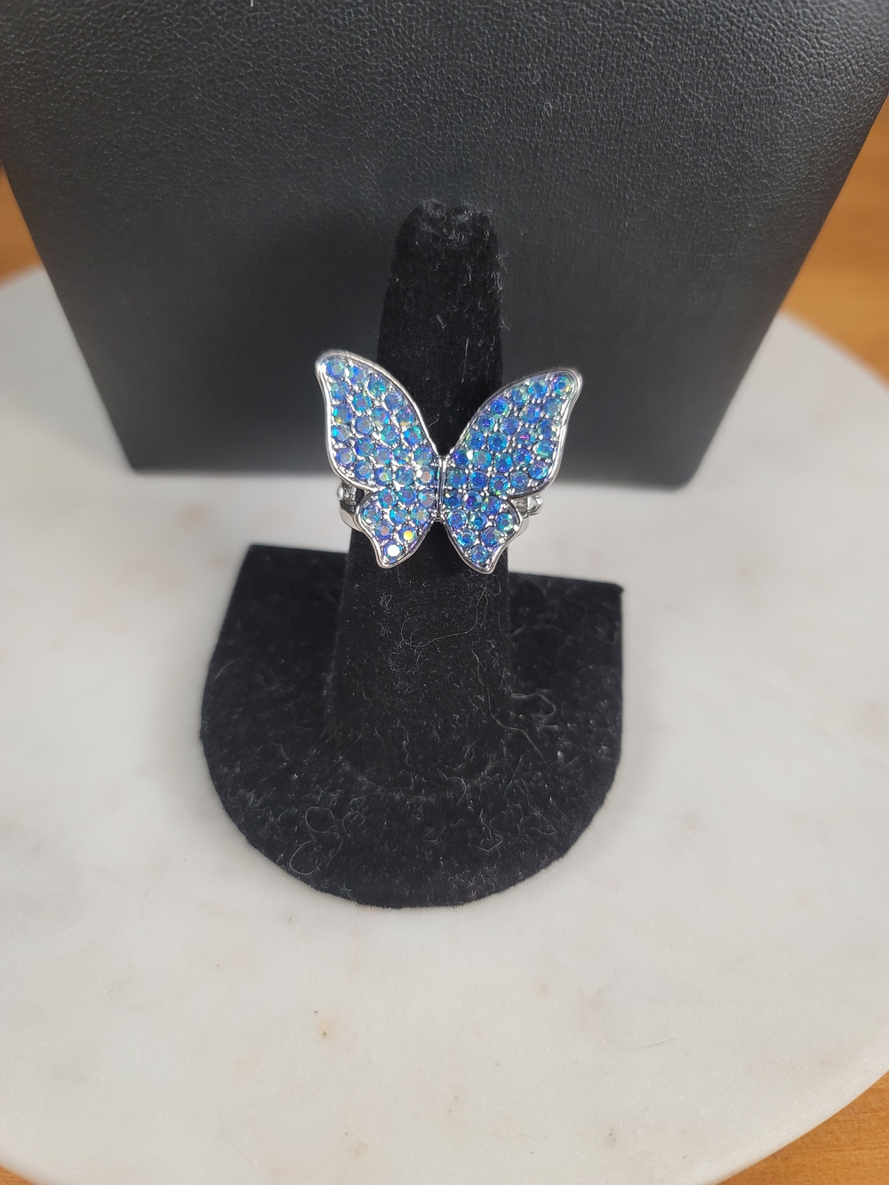 paparazzi Blue Iridescent Butterfly Crystal Ring